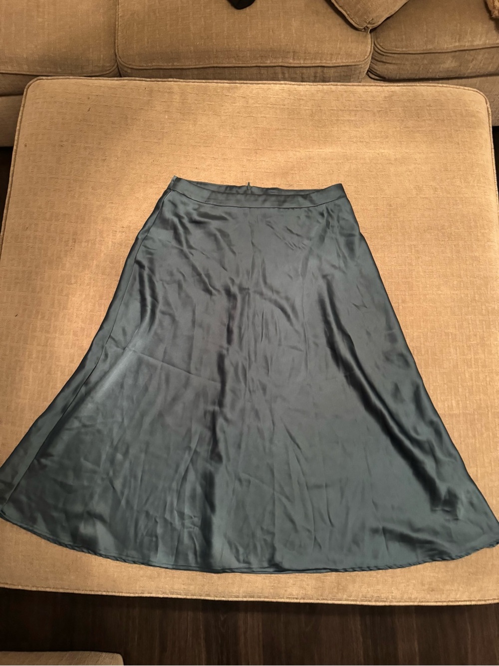 Sincerely Jules Teal Satin A-Line Skirt